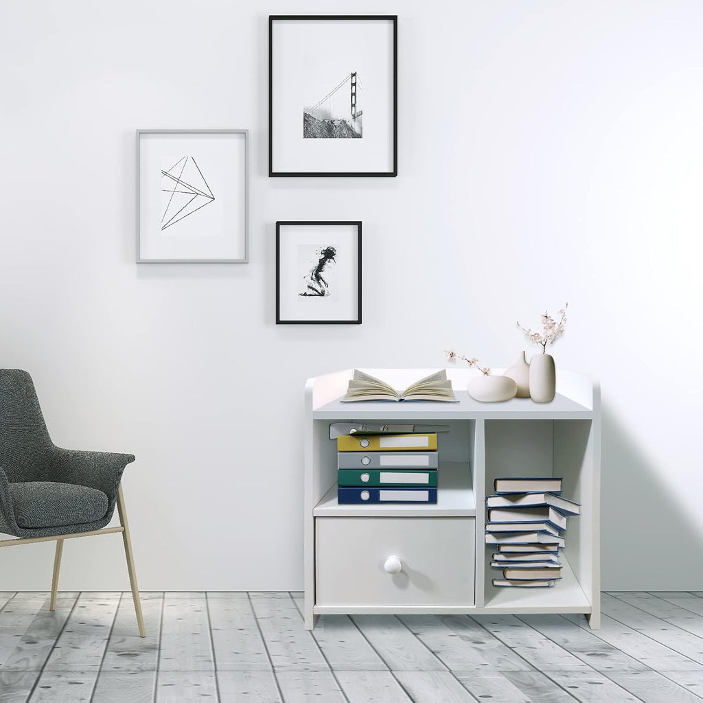 White 2 Drawer Wood Nightstand I710