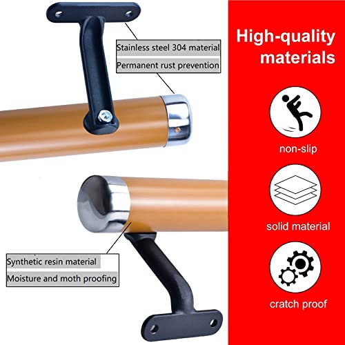 6.5Ft Wooden Non-Slip Wall Mounted Handrail U963102