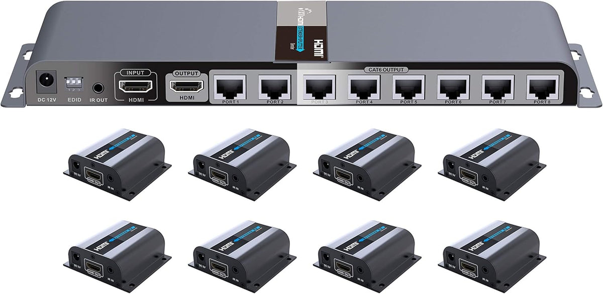 1080P 1x4 HDMI Splitter Over Cat6 Extender with IR R86832