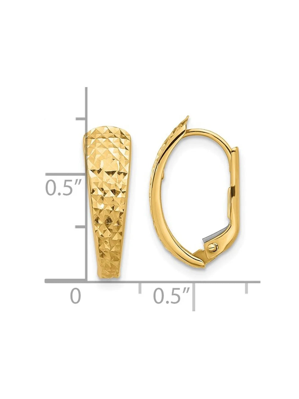 14K Yellow Gold Leverback Hoop Earrings Y1790