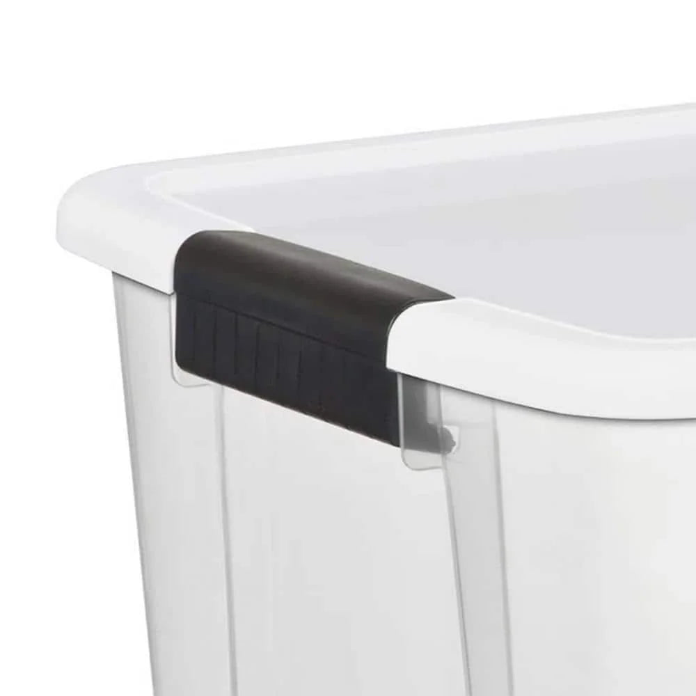 30 Qt. Storage Box with White Lid and Clear Base 12-Pack N4882