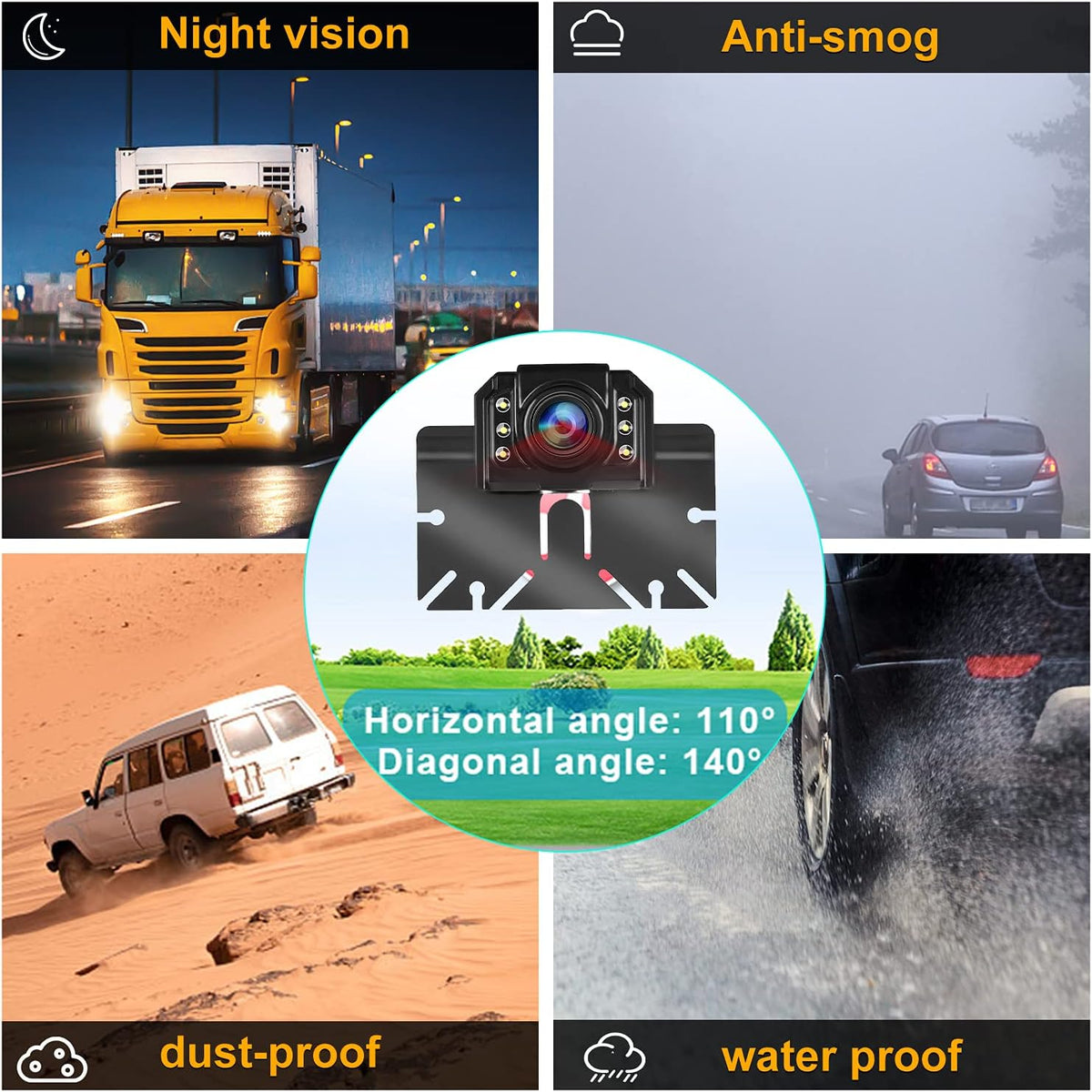 5 Inch Wireless Backup Camera Monitor Kit 1080P HD Waterproof Night Vision Wide Viewing Angle Rear View Camera X4526