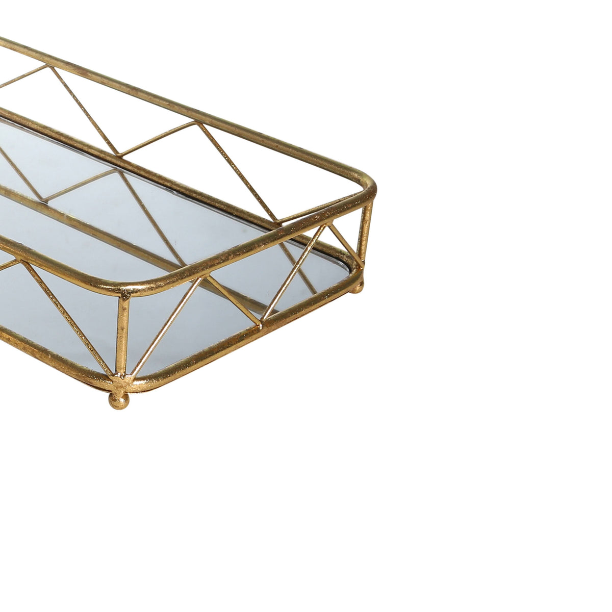 Rectangular Metal Frame Tray with Glass Top, Set of 2 Q45440