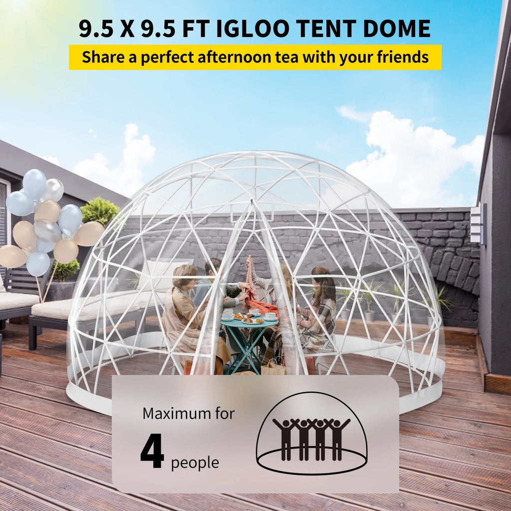 9.5ft PVC Geodesic Dome Bubble Tent with Door and Windows K56372