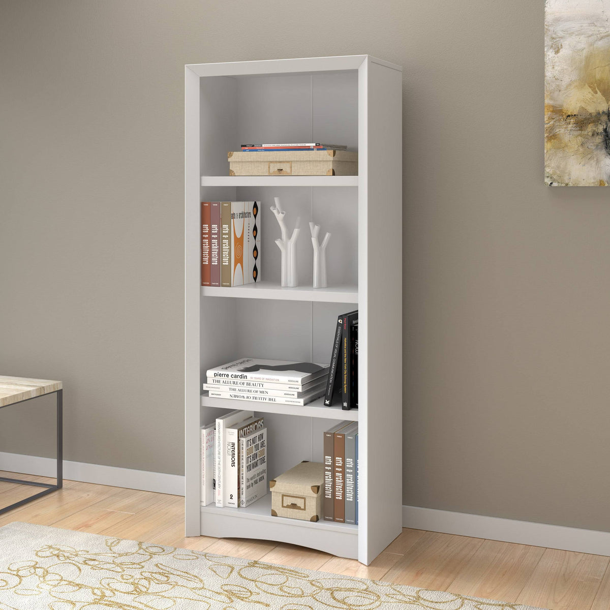 Brown Tall Adjustable Bookcase with Faux Woodgrain Finish M958689