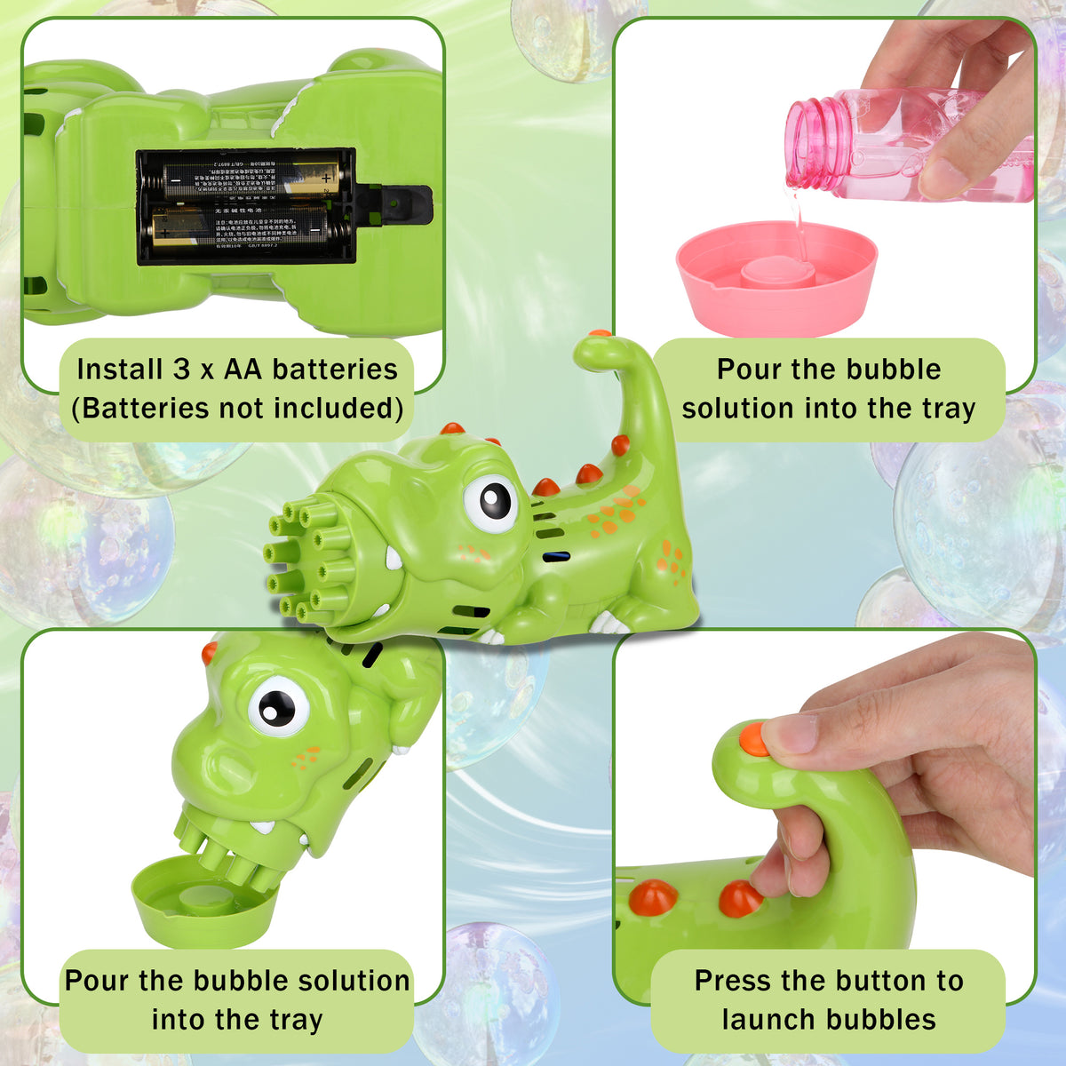 2PACK Bubble Gun Bubble Machine Handheld Bubble Maker with Bubble Solution & Tray A42485