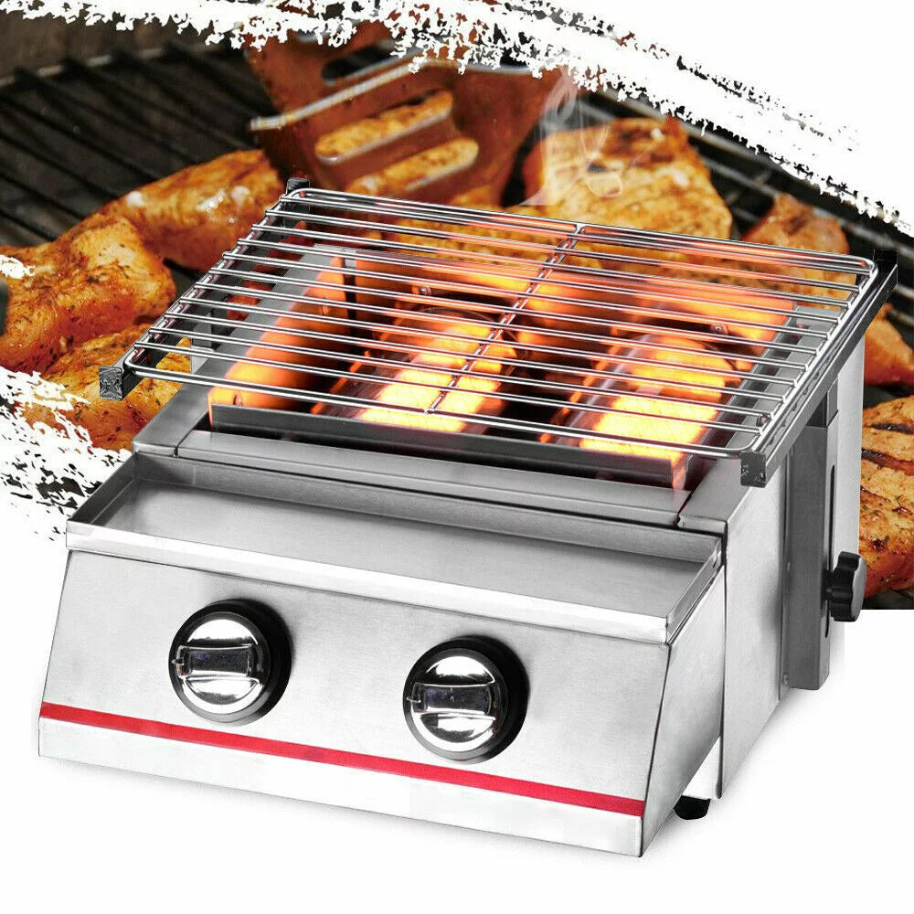 2 Burners Portable Stainless Steel Gas Grill D199674