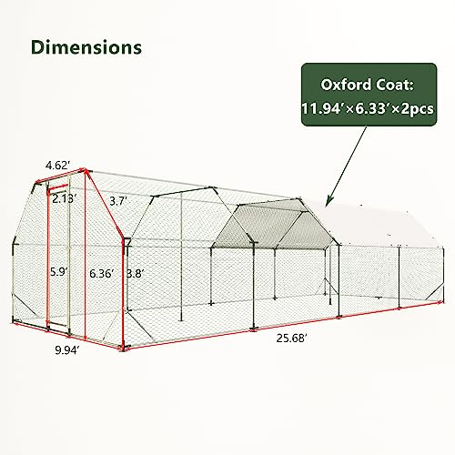 Large Metal Walk-in Chicken Coop with Waterproof Cover W602810