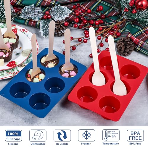 2pcs Silicone Hot Chocolate Spoon Molds with 30 Wooden Spoons N88975