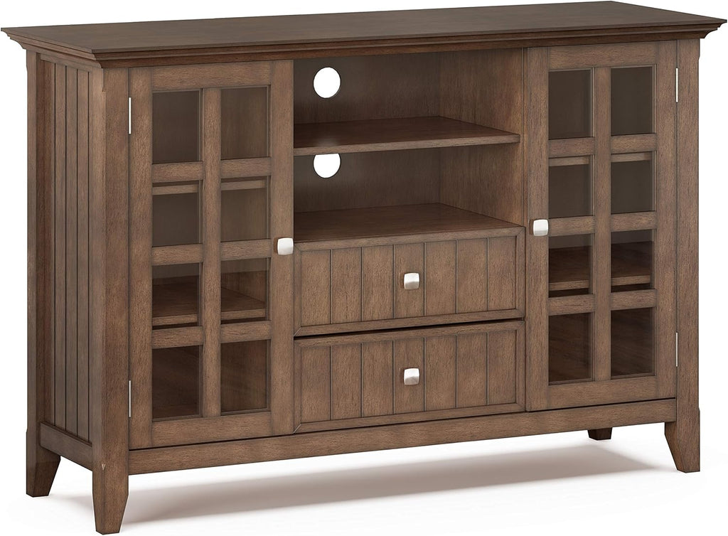 Black Solid Wood TV Media Stand with Storage Shelves and Cabinets J3823