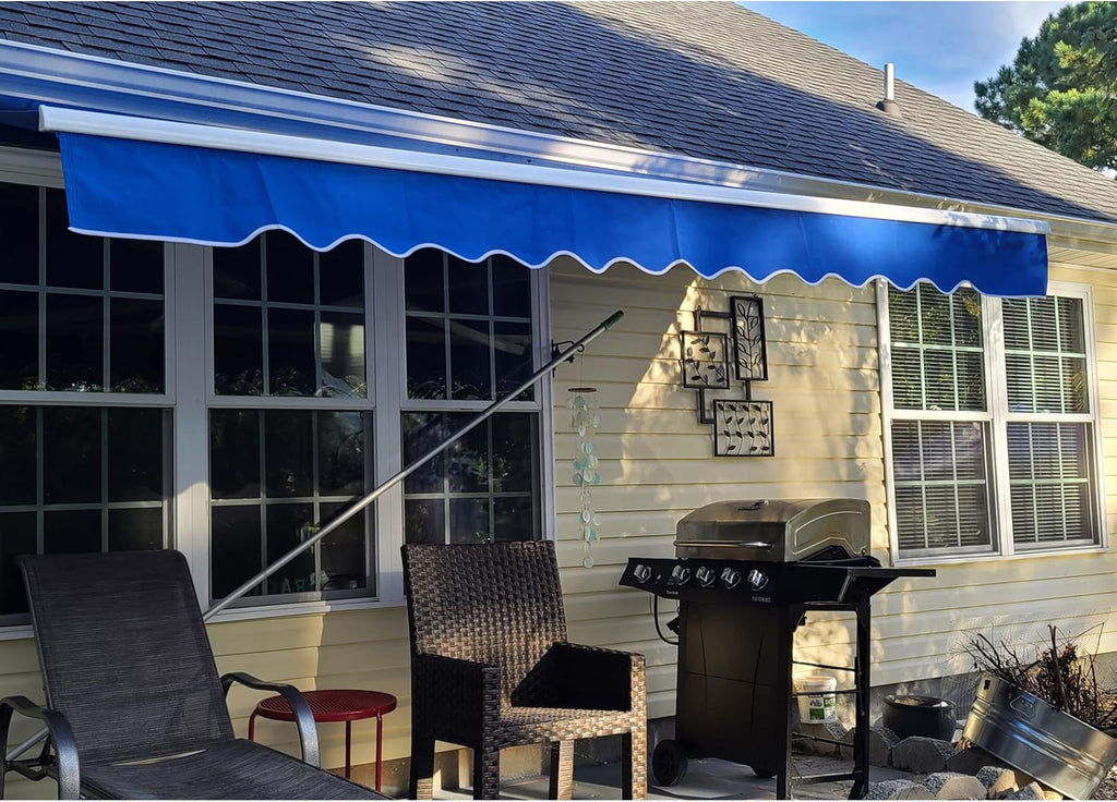 12 x 10 Feet Blue Retractable Patio Awning S6103