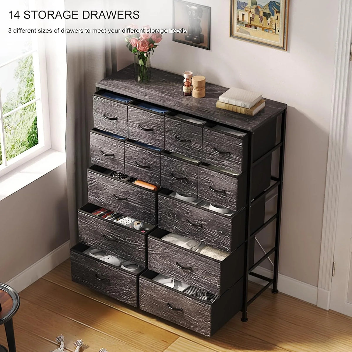 14 Drawer Fabric Storage Dresser C863