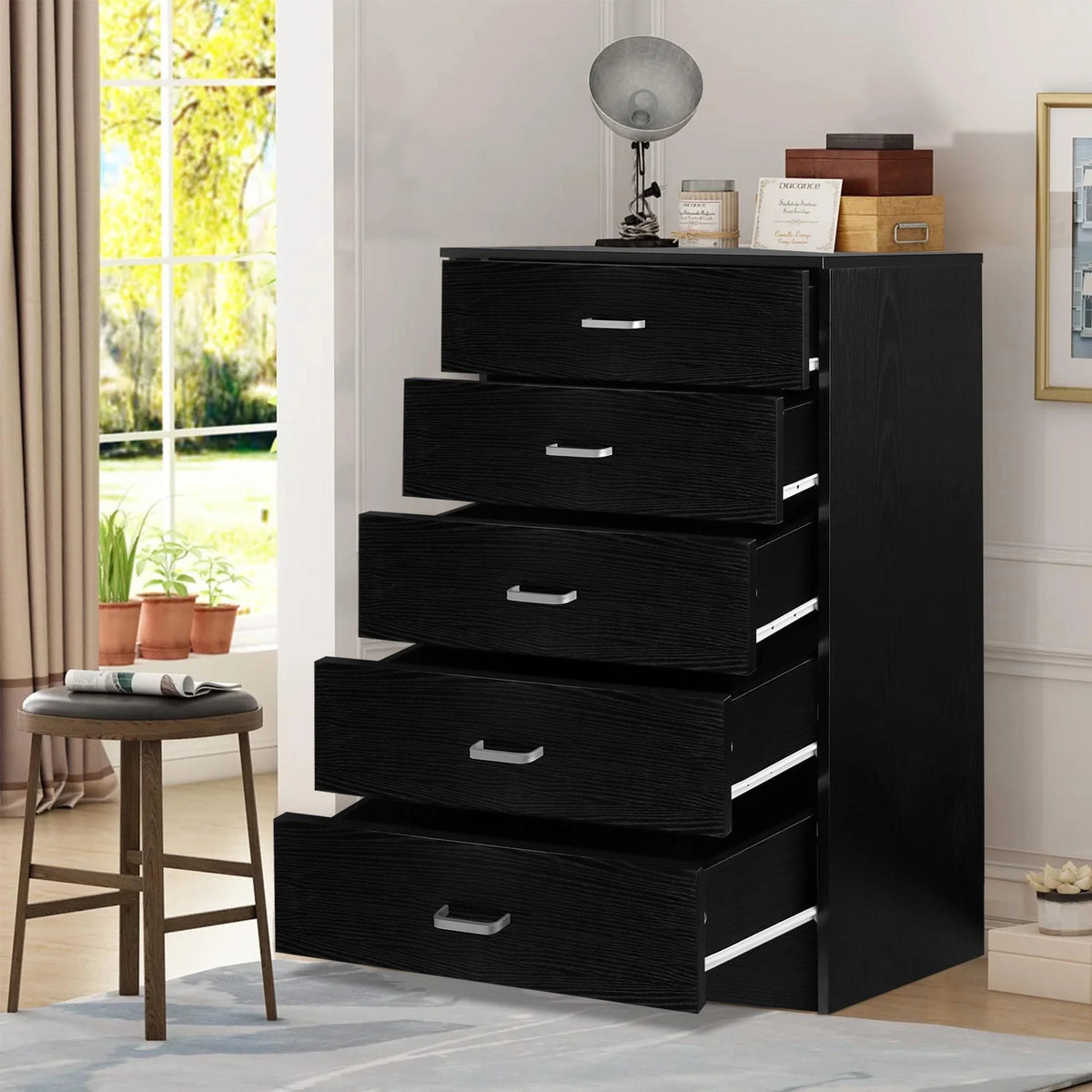 Black 5 Drawer Dresser V87286