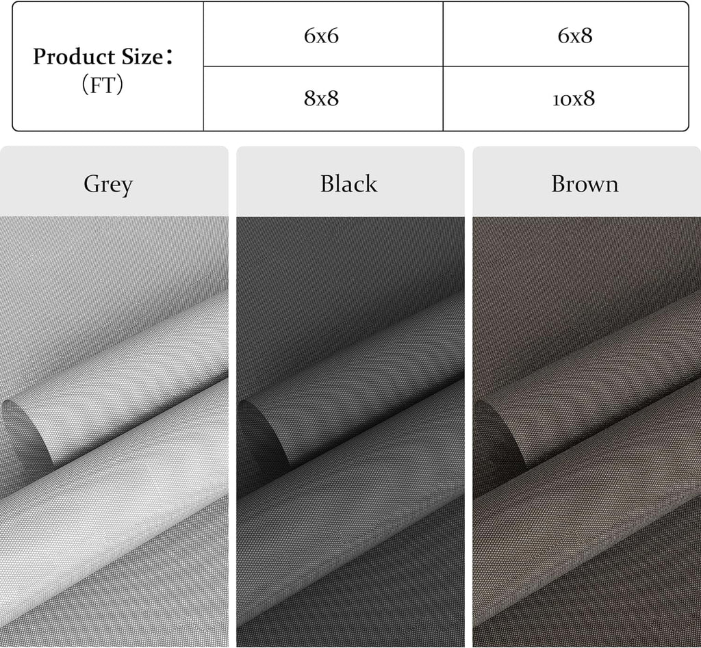 95% Blackout Cordless Waterproof Outdoor Roller Shades 6'Wx8'H U364