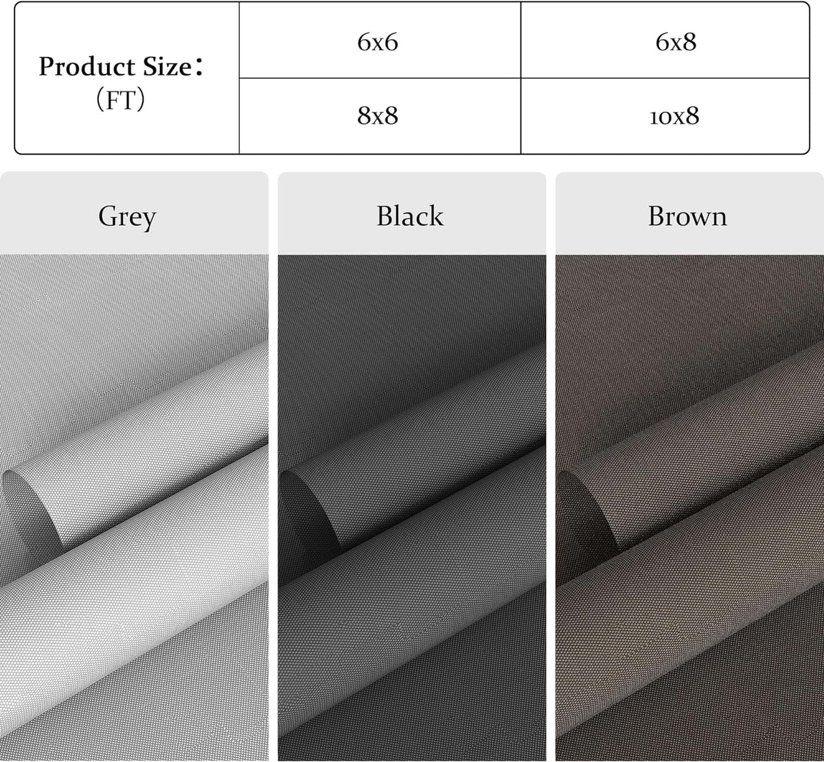 95% Blackout Cordless Waterproof Outdoor Roller Shades 6'Wx8'H U364