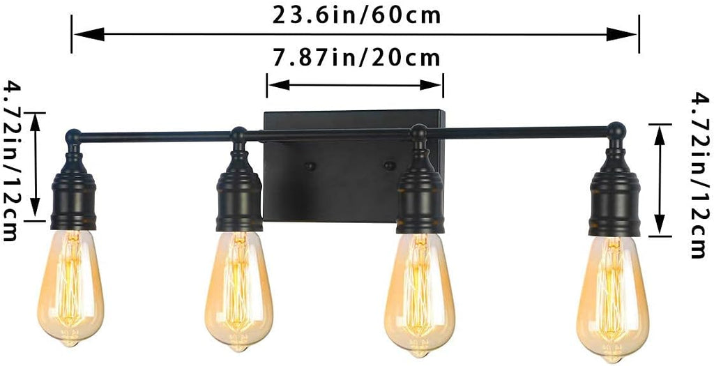 Matte Black 4-Light Industrial Vanity Light Fixture S5424