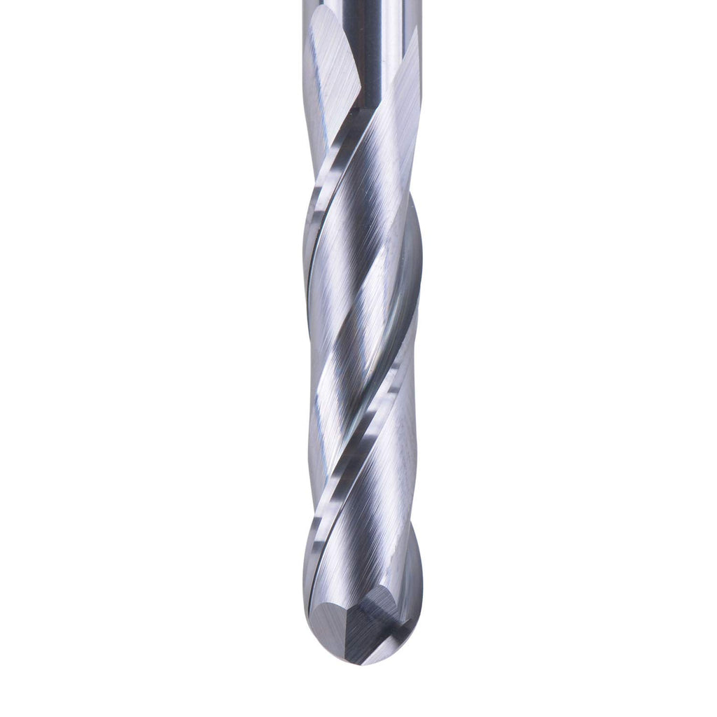 Ball Nose Carbide End Mill CNC Cutter Router Bits Double Flutes Spiral Milling Tool 1/4 inch Shank 3 inch Over Length Pack of 2 D939045