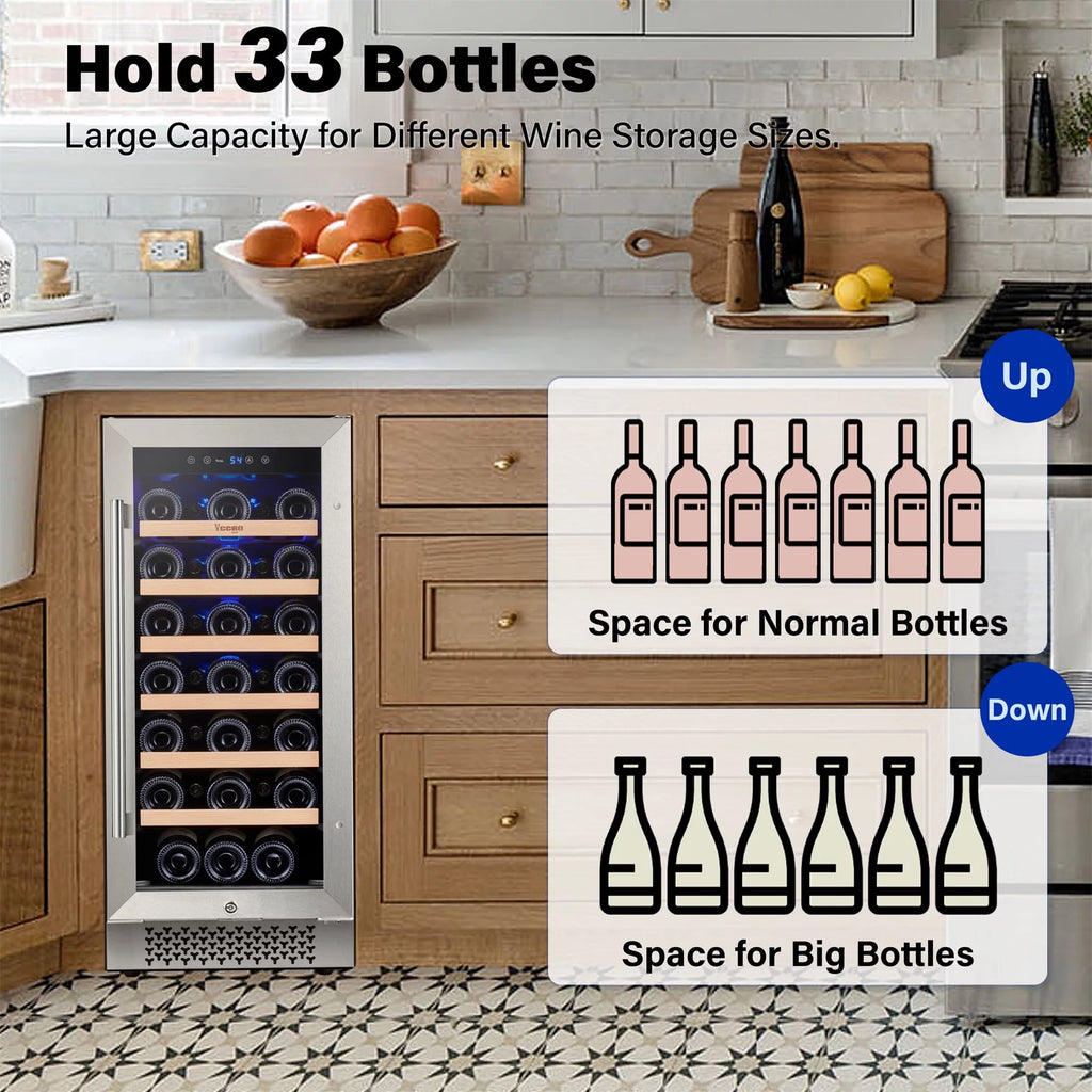 15" 33 Bottle Dual Zone Wine Cooler Refrigerator Y69842