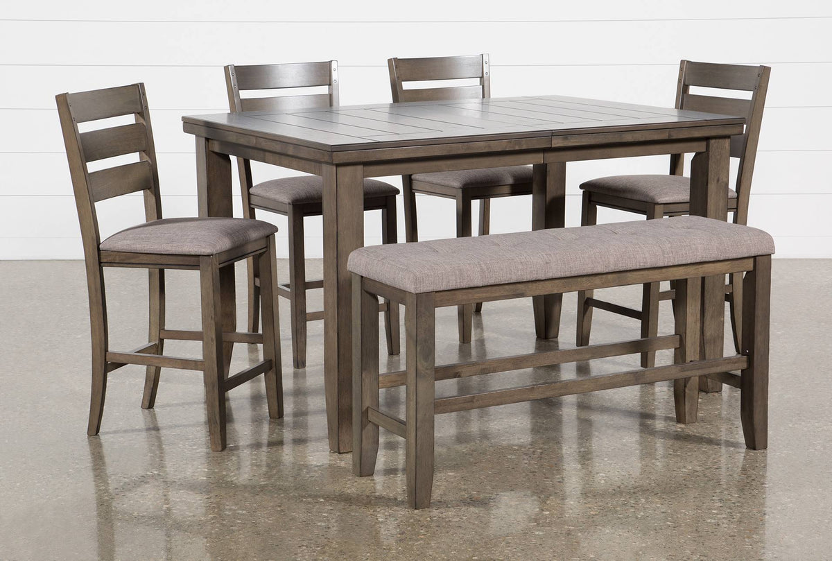 6 Piece Grey Wood Counter Height Dining Table Set M675395