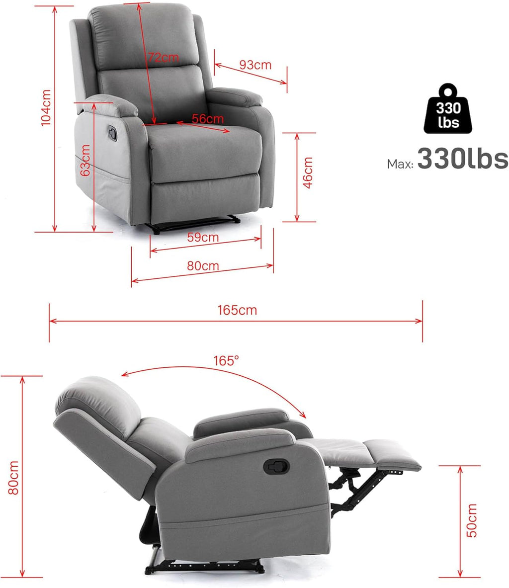 Leather Recliner Chair with Adjustable Backrest P492