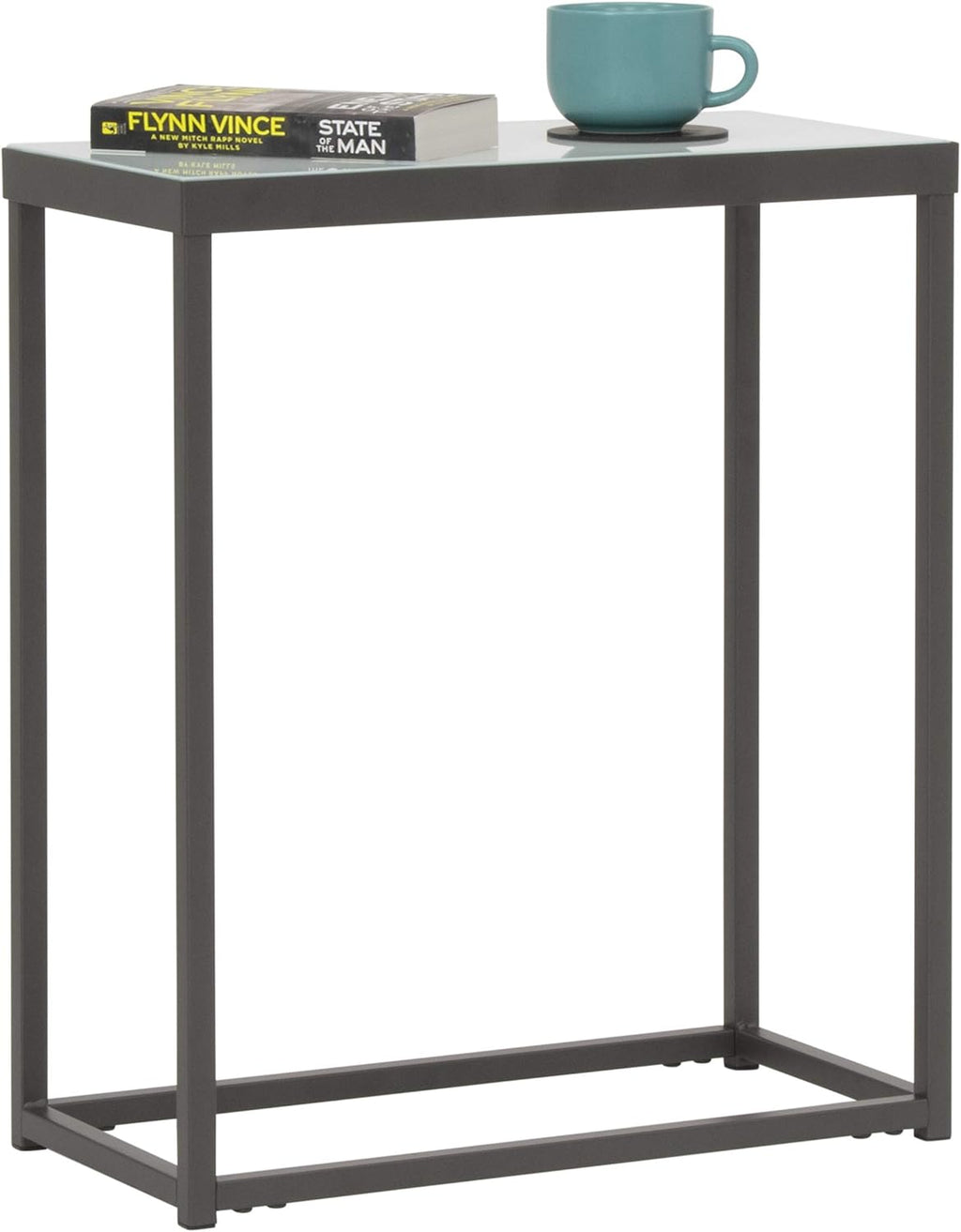 Pewter End Table with Clear Glass U774555