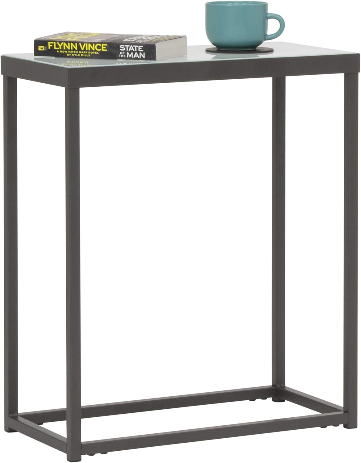 Pewter End Table with Clear Glass U774555