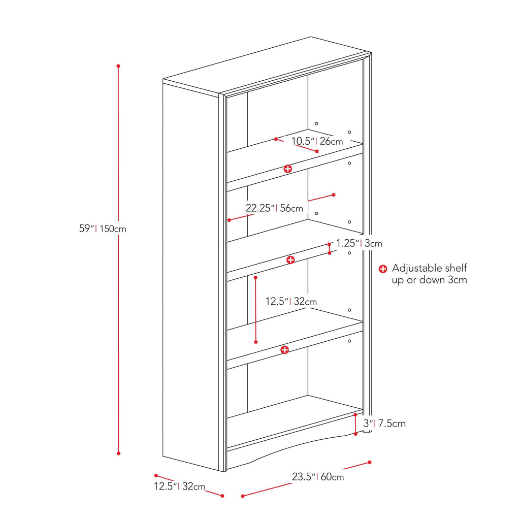 Brown Tall Adjustable Bookcase with Faux Woodgrain Finish M958689