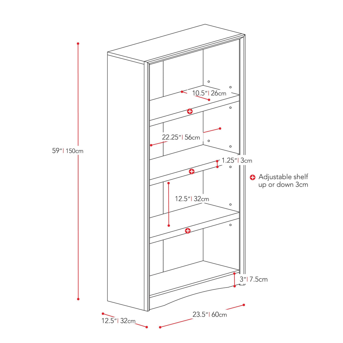 Brown Tall Adjustable Bookcase with Faux Woodgrain Finish M958689