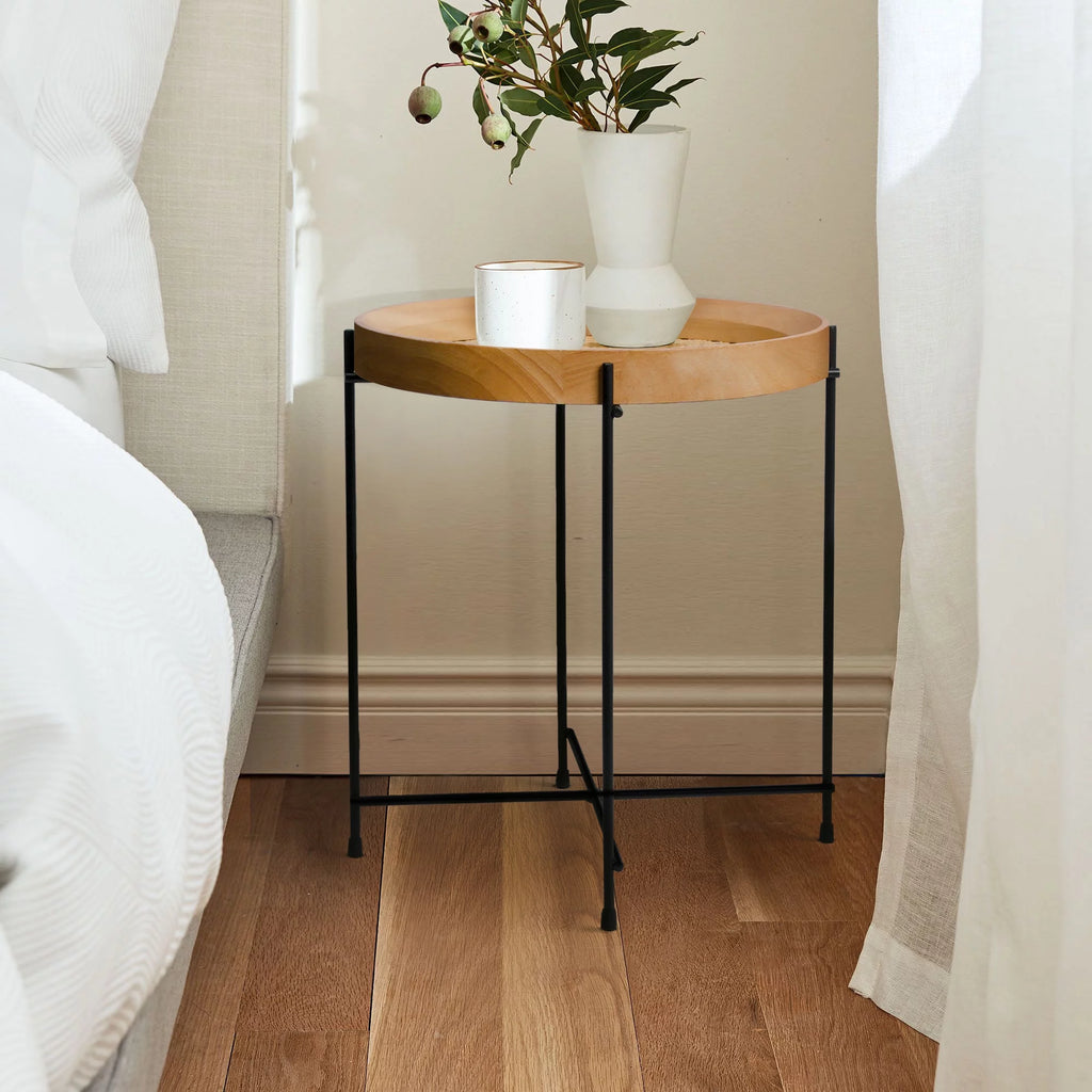 14.2" Round Rattan End Side Table V49256