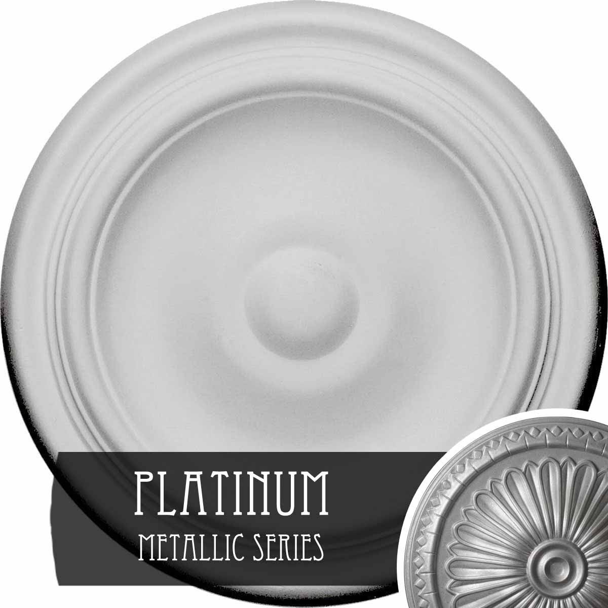 9 5/8x22OD x 1 1/8x22P Hand-Painted Platinum Ceiling Medallion Y619084