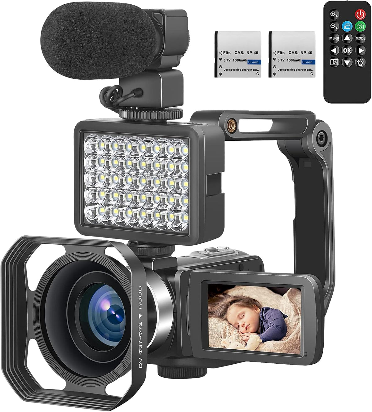 4K 56MP Vlogging Camera with External Microphone and IR Night Vision P454019