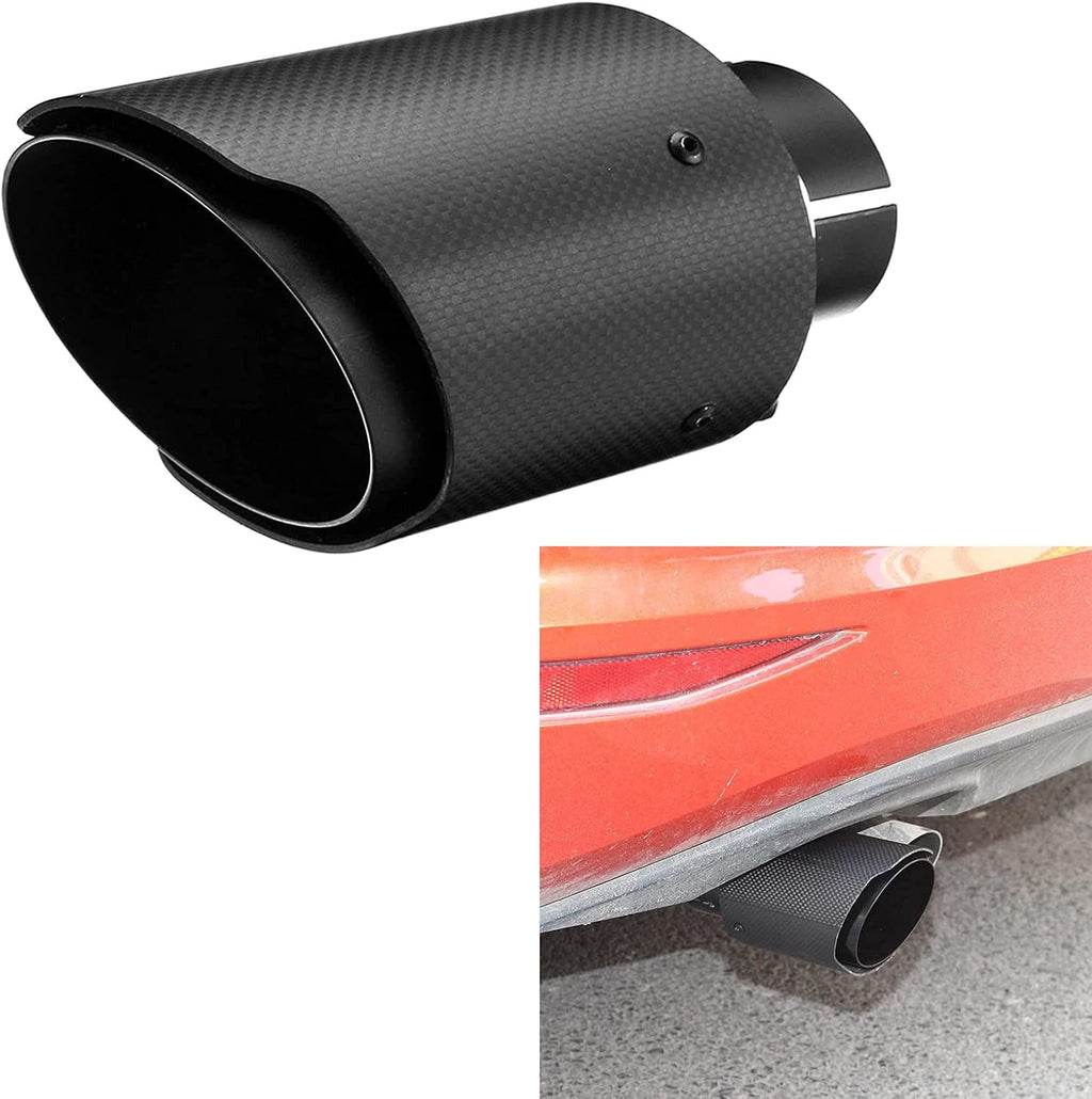 2.5 Inlet Exhaust Tip Muffler Stainless Steel and Glossy Carbon Fiber Car Tail Pipe, Outlet 89mm Pack of 2 O389484