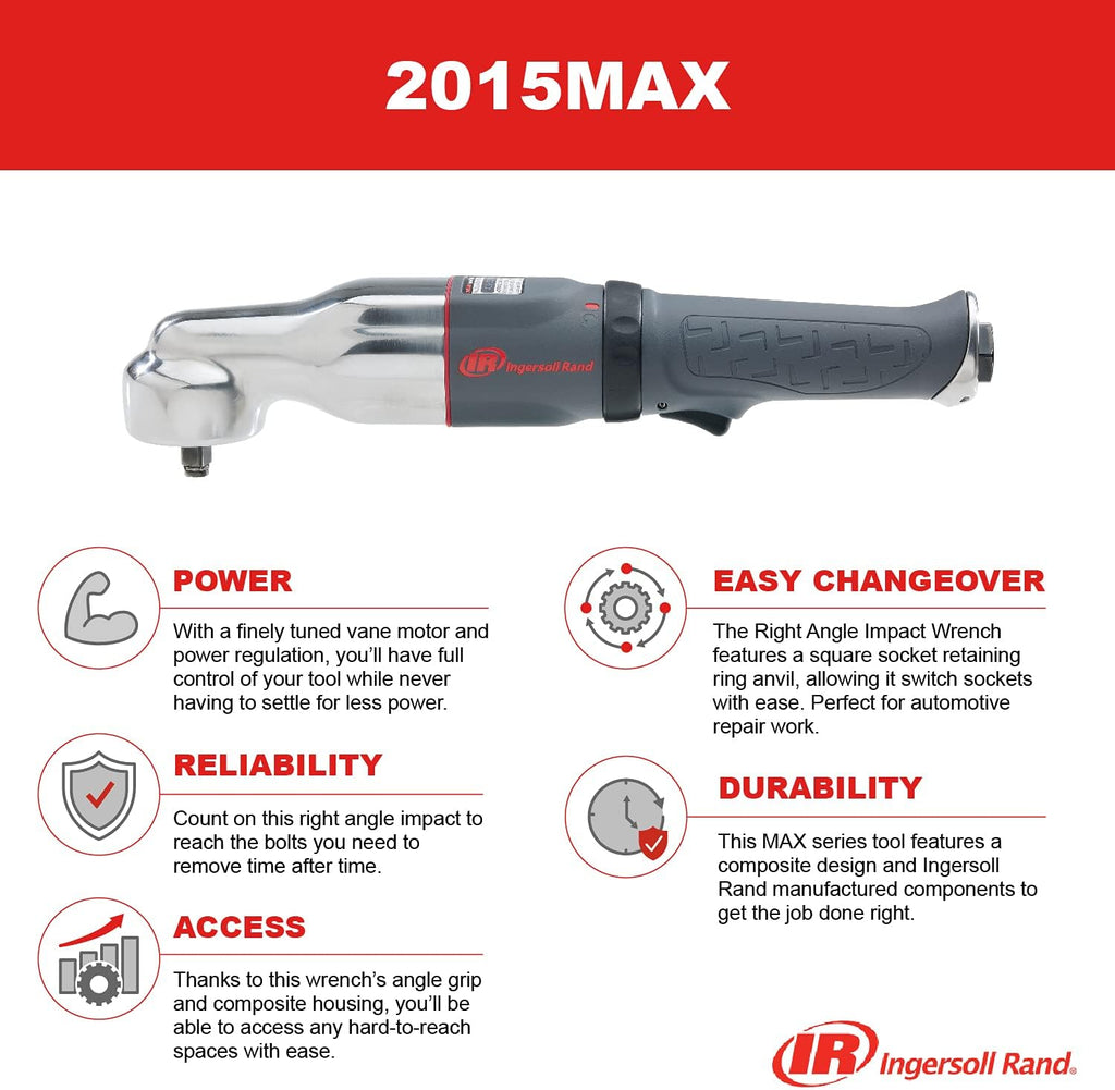 3/8" Pneumatic Air Impact Wrench, Right Angle, Low Profile, Gray X956820
