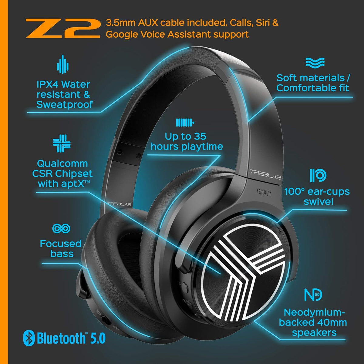 Over Ear Workout Headphones with Microphone C460494