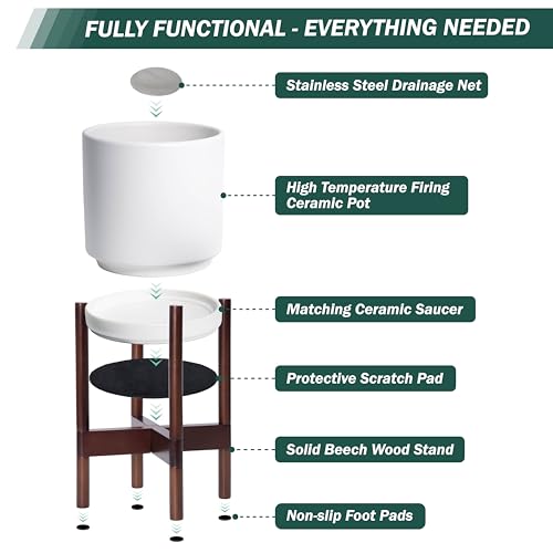White Ceramic Planter with Stand B726
