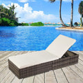 Adjustable Pool Chaise Lounge Chair PE Wicker with Cushion P473