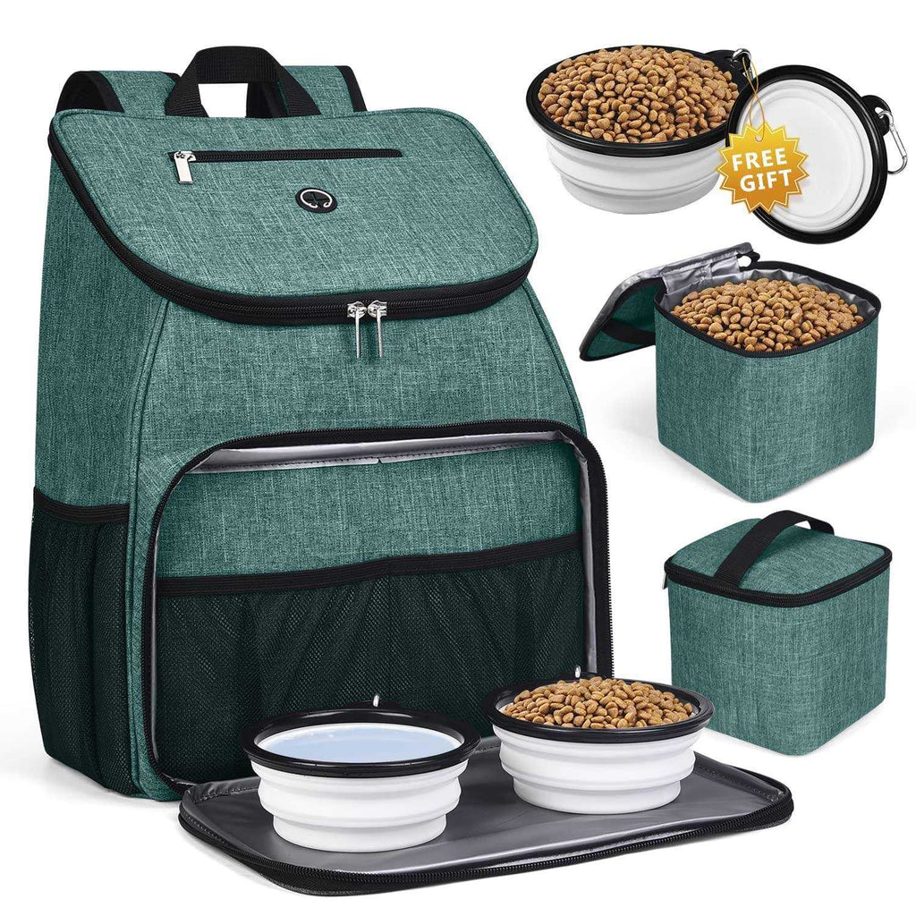 Airline Approved Dog Travel Backpack with 2 Collapsible Bowls and 2 Food Baskets V25520