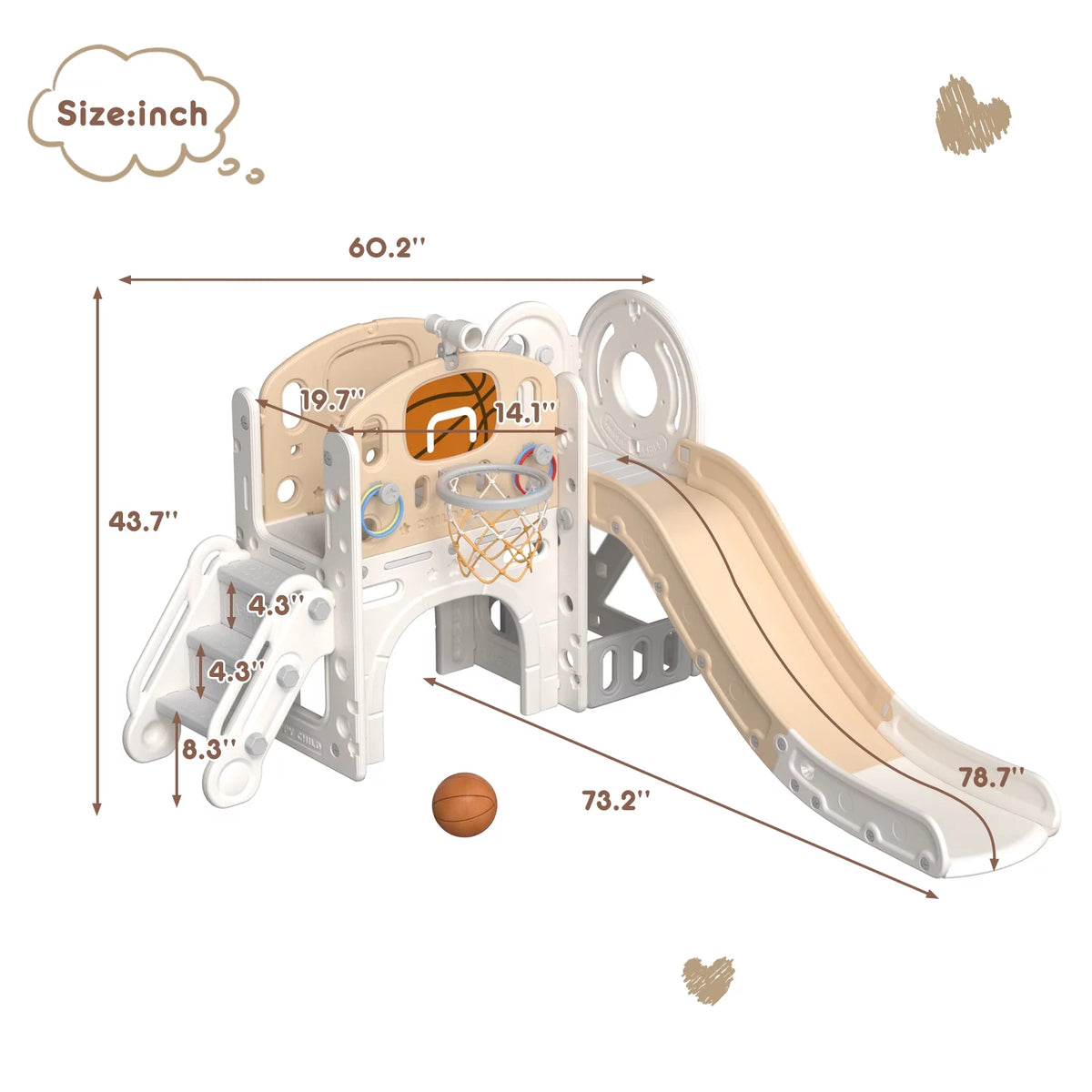 7-in-1 Kids Slide with Climber Play Set T1787