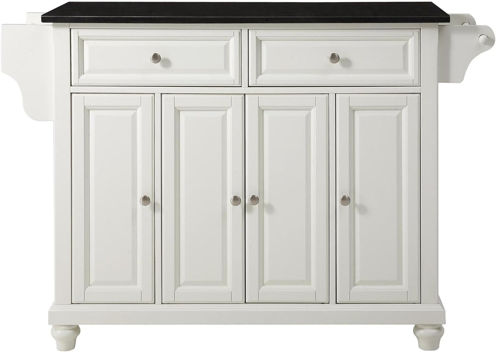 White Kitchen Island with Black Granite Top K688