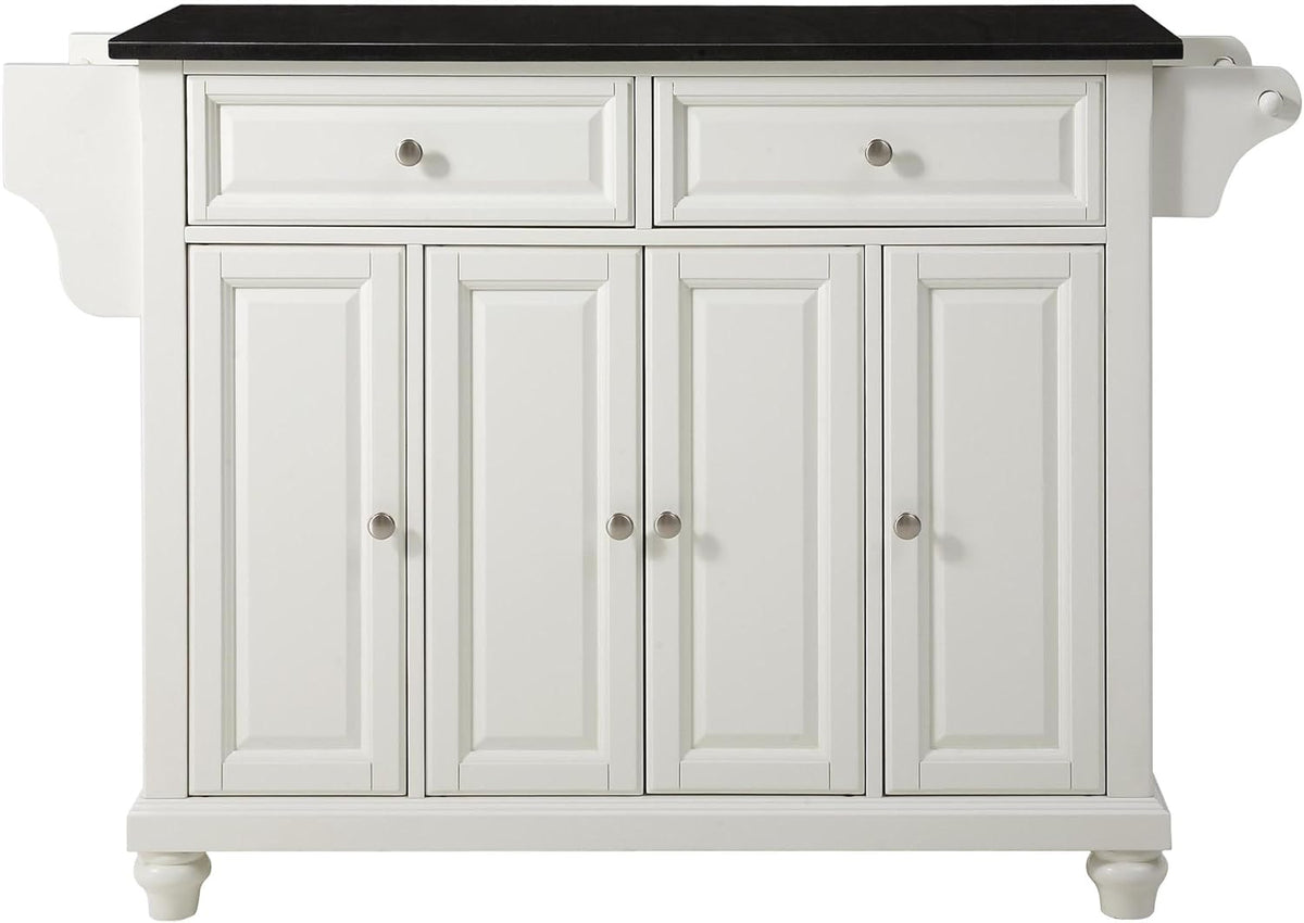 White Kitchen Island with Black Granite Top K688