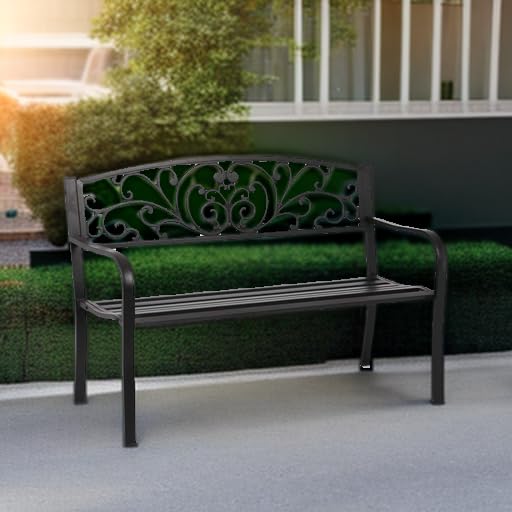 Metal Patio Bench with Steel Frame B61860
