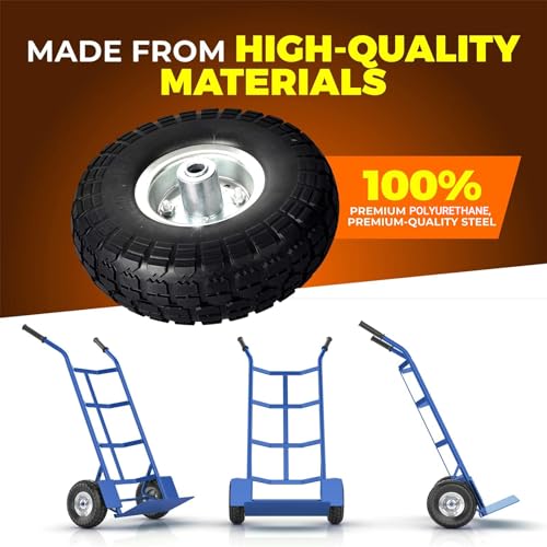 2-Pack 10-Inch Solid Rubber Flat Free Tire Wheels with 5/8" Bearings I423494