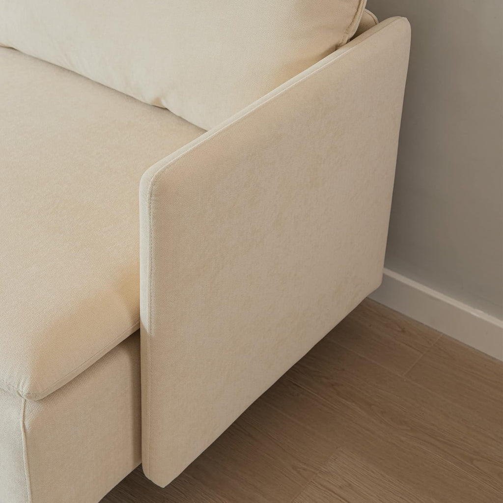 Beige Cotton Linen L Shaped Corner Sectional Couch G14398