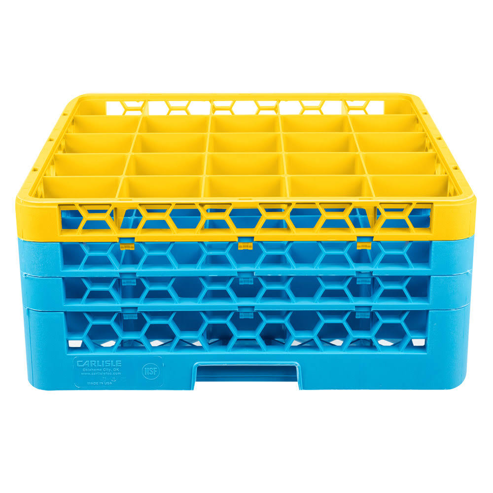 25 Compartment Yellow Glass Rack with 3 Extenders V460943