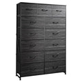 Tall 13 Drawer Fabric Dresser with Wood Top O2271