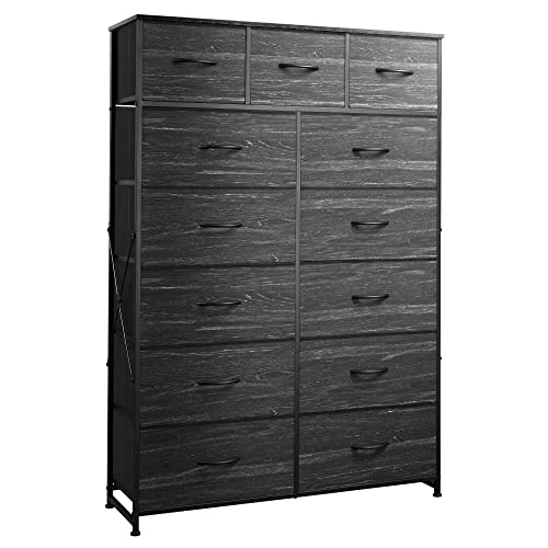 Tall 13 Drawer Fabric Dresser with Wood Top O2271