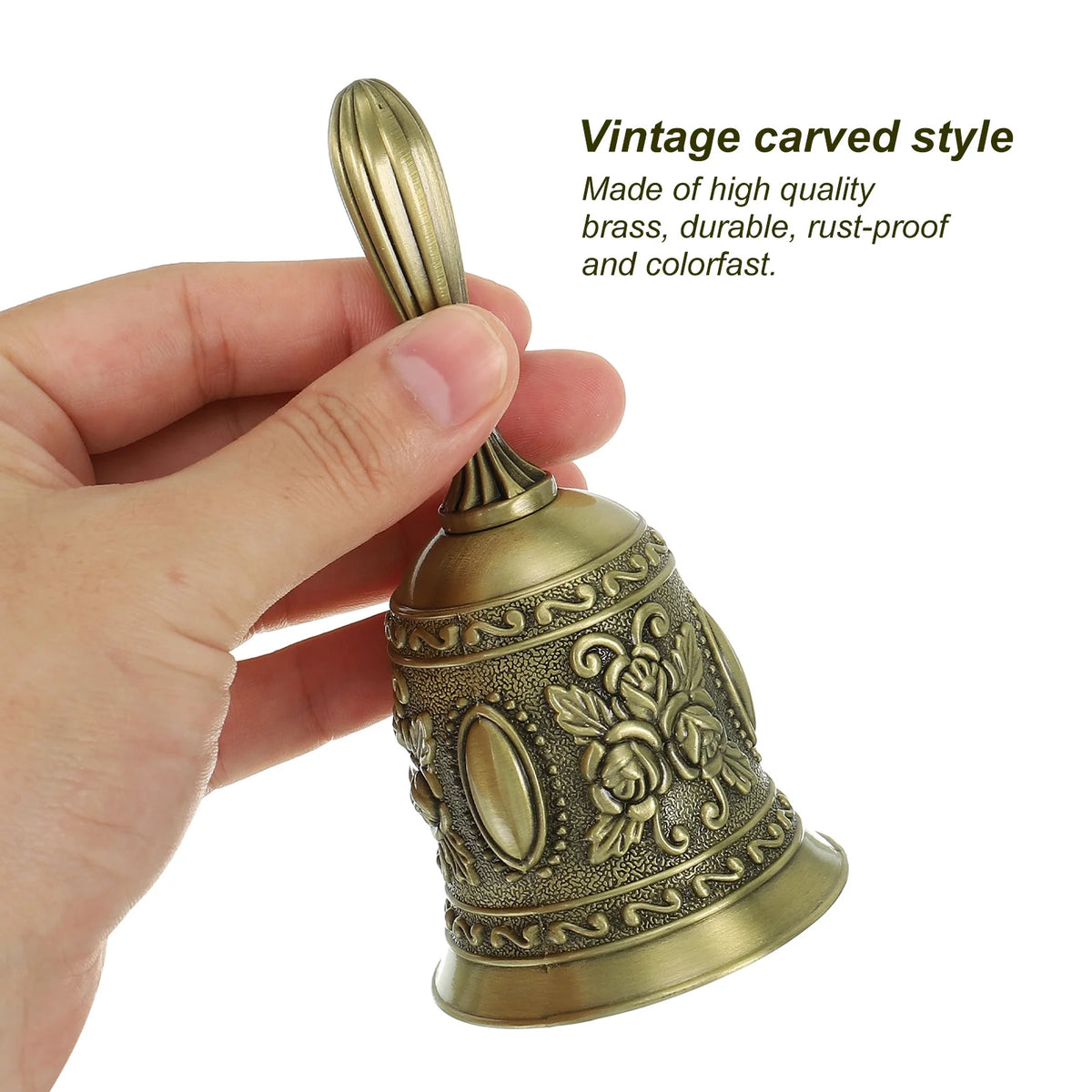 Vintage Carved Metal Dinner Bell, 2pcs, Bronze/Silver L59124