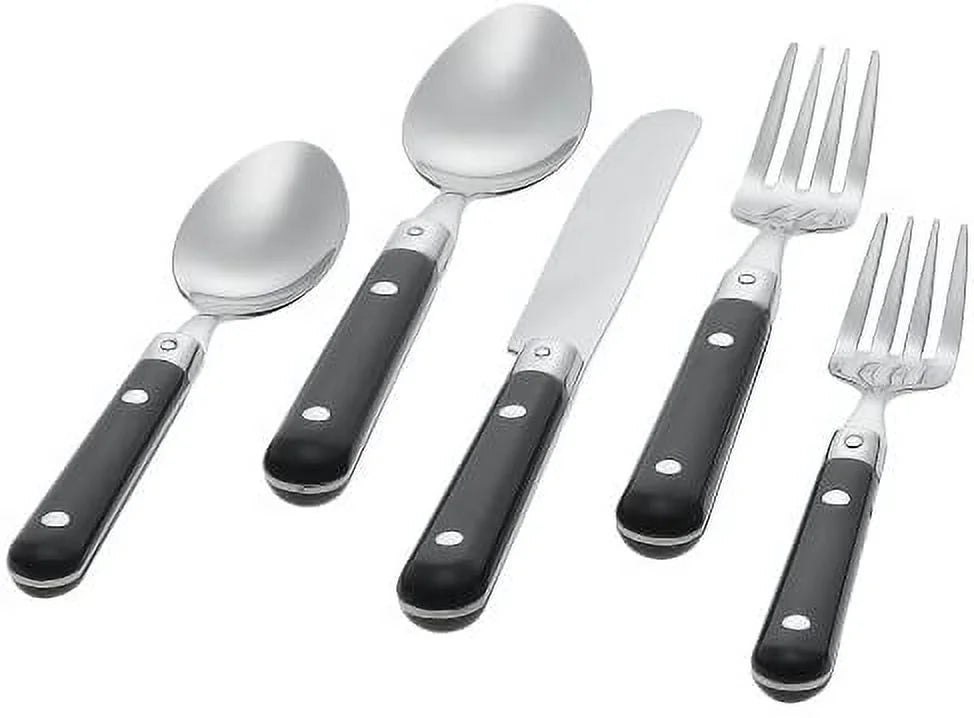 20-Piece Stainless Steel Flatware Set, Black, Service for 4 I1819
