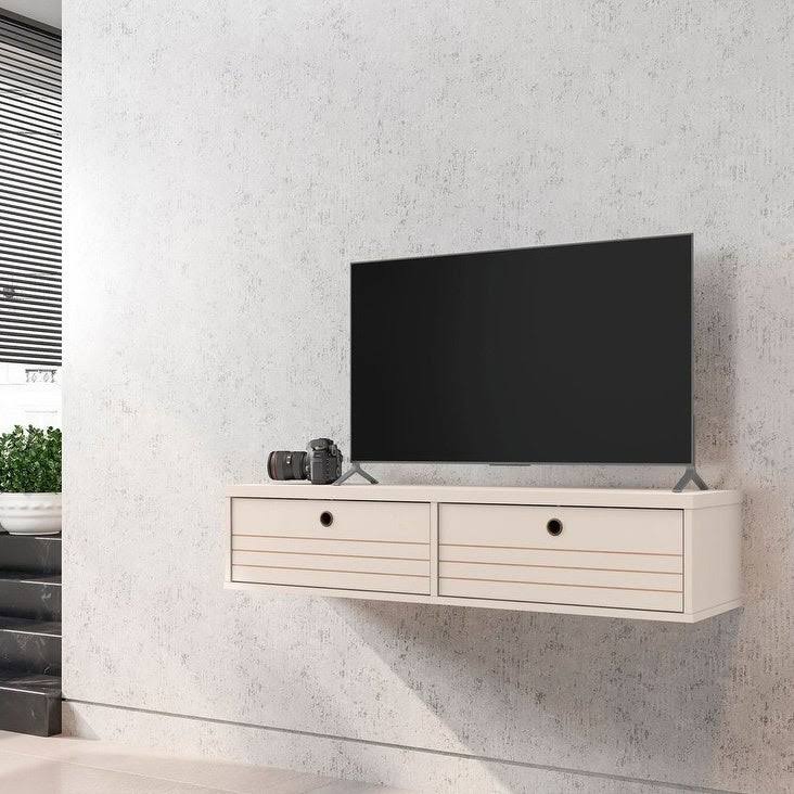 White Floating Entertainment Center M8567
