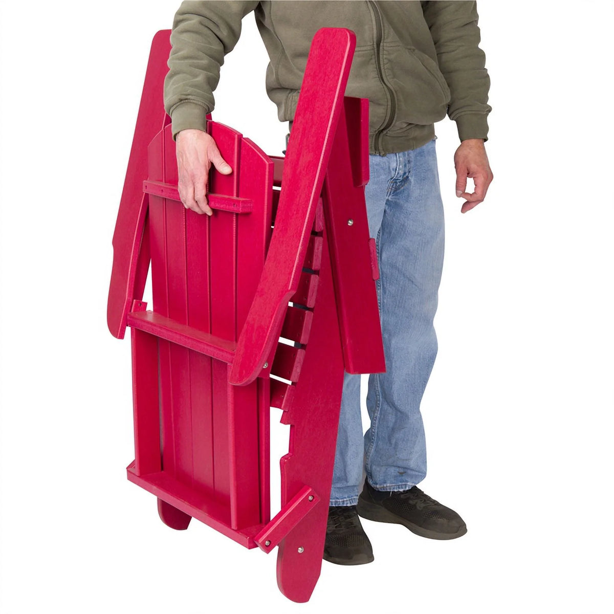 Red All-Weather Resin Folding Adirondack Chair J123526